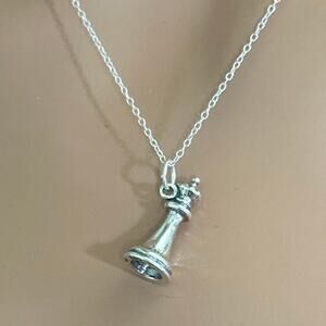 Sterling Silver King Chess Piece Necklace